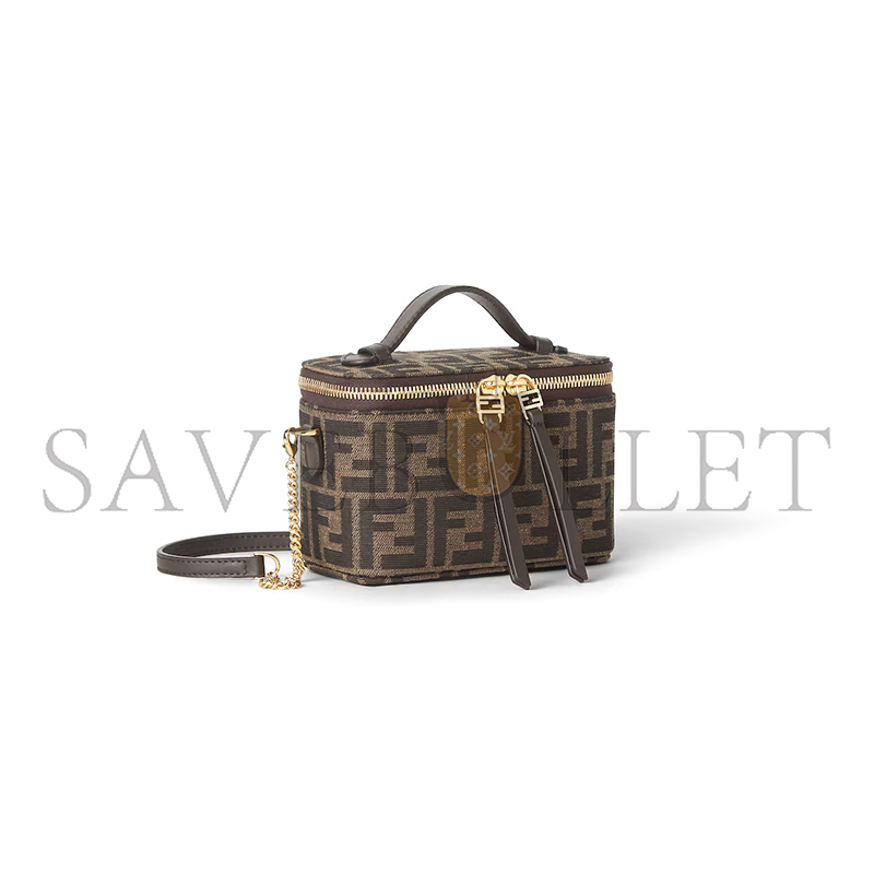 FENDI VANITY TOBACCO BROWN FF JACQUARD FABRIC MINI-BAG 8BS108AFPMF1GL7 (16*11*8cm) FENDI VANITY TOBACCO BROWN FF JACQUARD FABRIC MINI-BAG 8BS108AFPMF1GL7 (16*11*8cm)